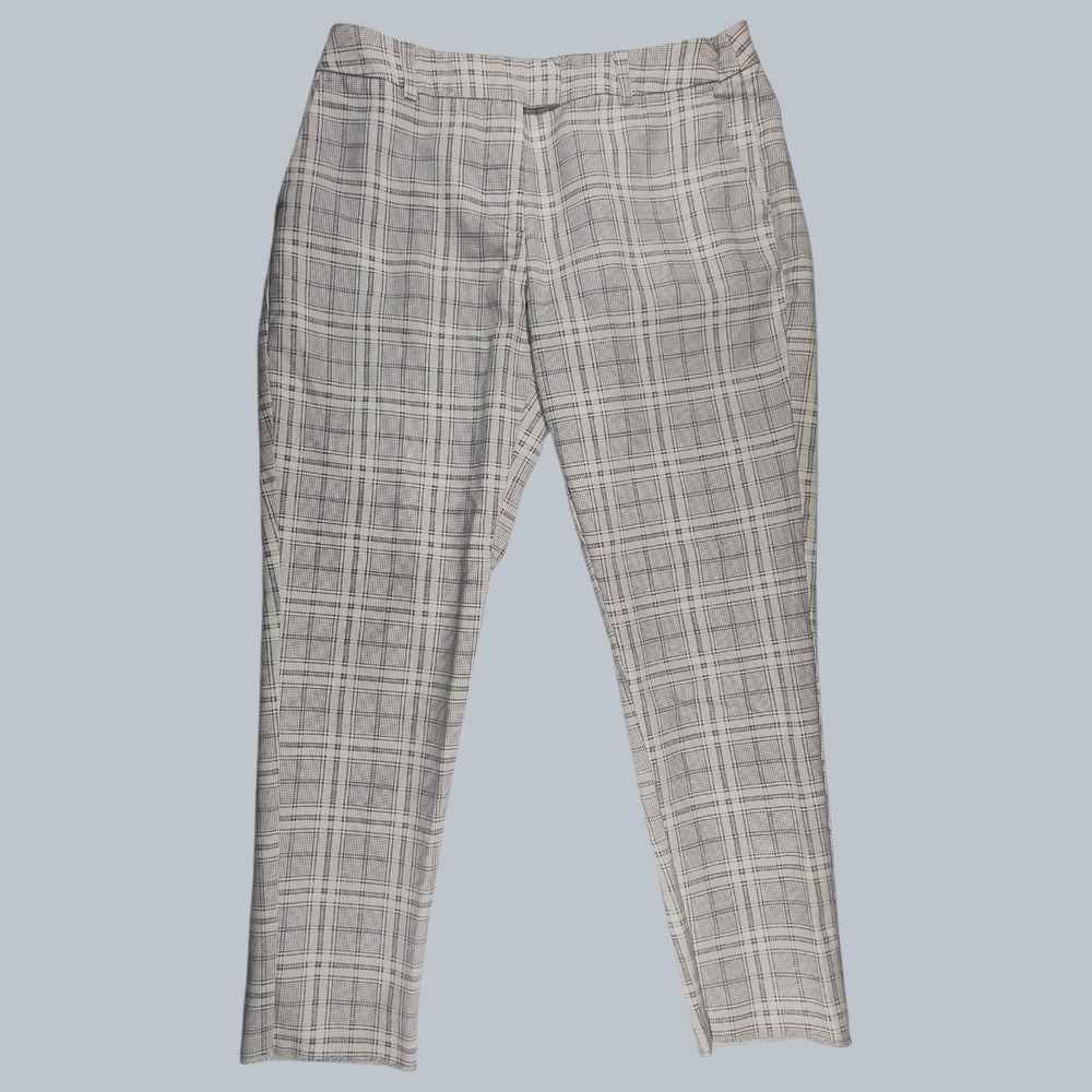 C&A Womens Gray White Plaid Checkered Cropped Trousers Dress Pants Size 5 Ankle